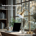 VONLUCE Rustic Desk Lamp Gold Adjustable, Industrial Style Metal Task Lamps - Image 7
