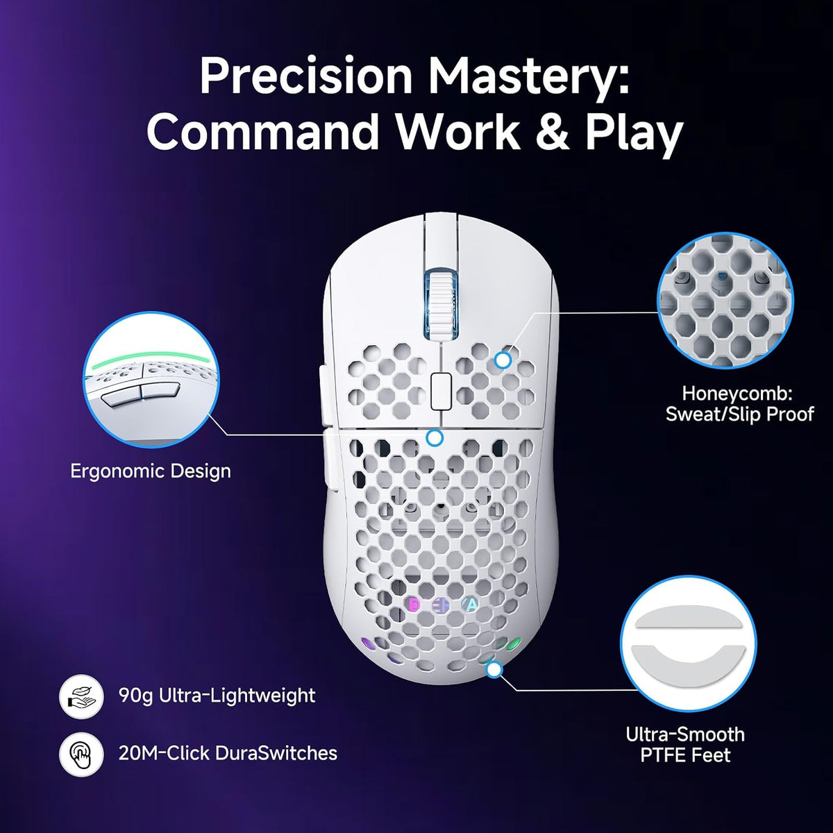DIERYA M1 Wireless Gaming Mouse, 24000DPI, 180Hrs Battery, 16.8M RGB, 6 Progr...