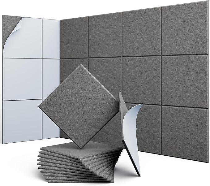 UNECHO 12 Pack 12" X 12" X 0.4" Acoustic Panels by UNECHOACOUSTIC