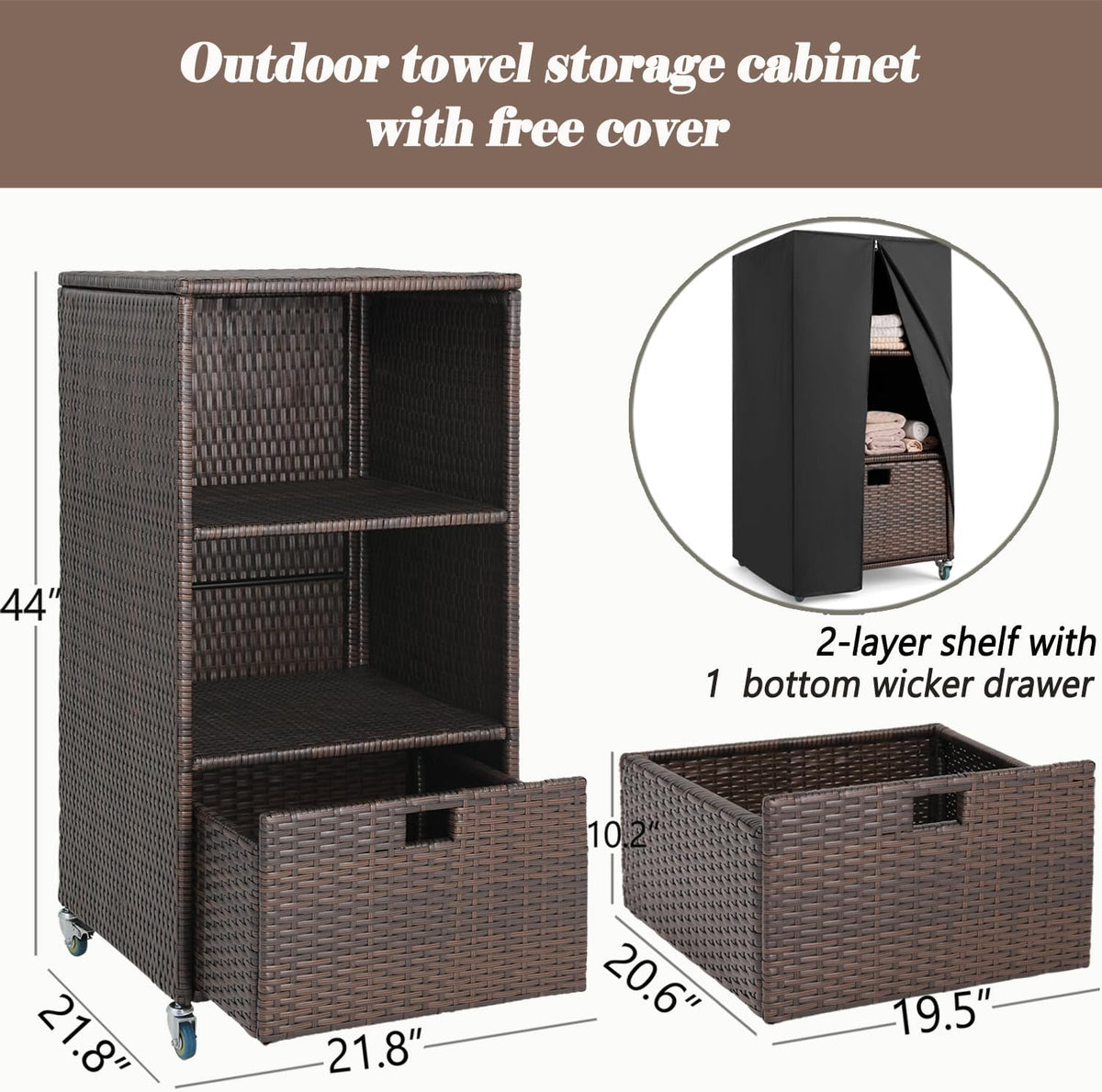 Outdoor Pool Towel Storage Cabinet Organizer Towel Valet Rack with Storage Sh...
