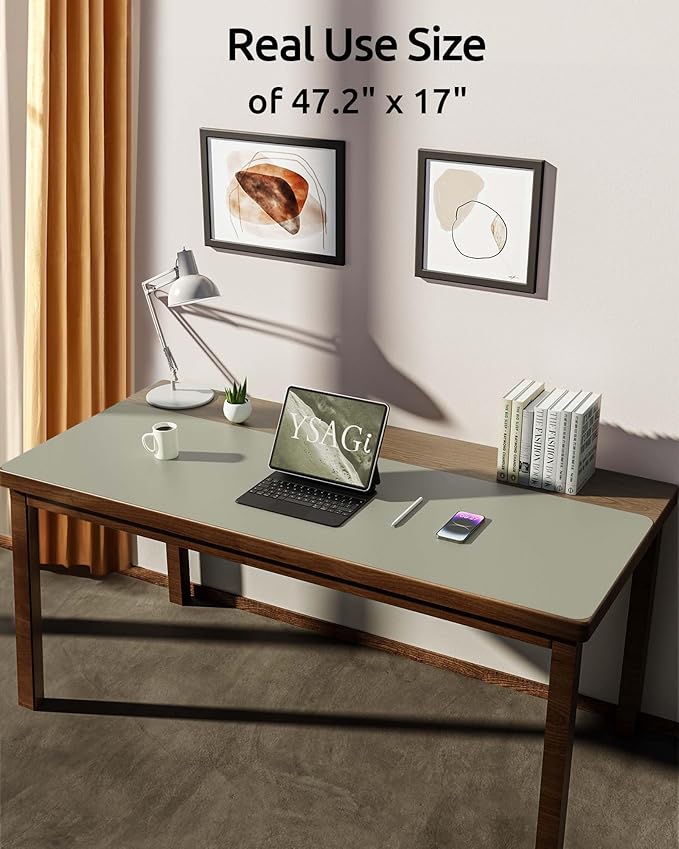 YSAGi Leather Desk Protector, Office Mat, Large Mouse Mat, Non-Slip PU Leather - Image 2