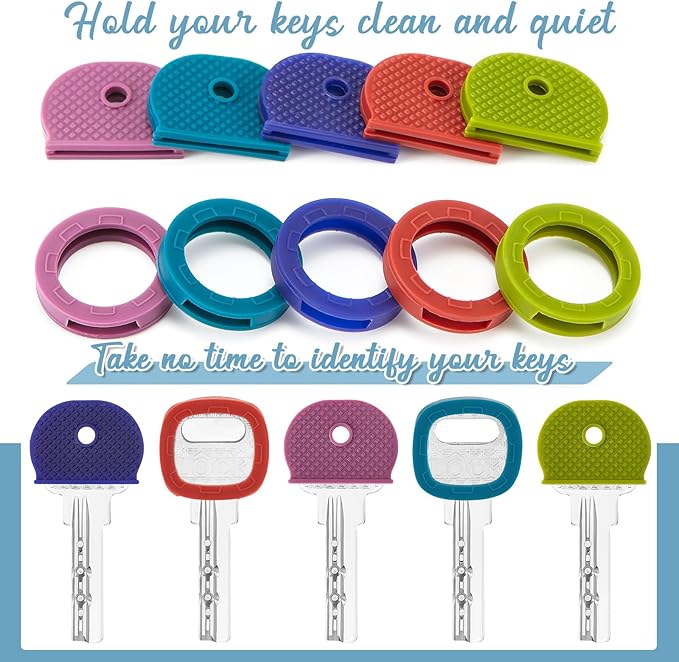 Blulu 80 Pieces 1Inch Colored Key Covers Caps Tags Covers Set Plastic Key Color - Image 5