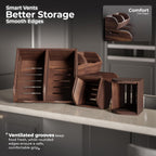 acacia wood pantry storage bins - stackable open on a desk or shelf