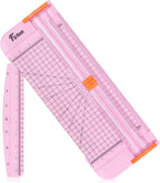 Firbon A4 Paper Cutter, 12 Inch Paper Trimmer with Extened Ruler, Pink | 12 Sheet Capacity | CM & Inch Scale | Spring-Loaded Safe Blade | Cuts Cardstock, Vinyl, Coupons, Labels & Scrapbooking Crafts