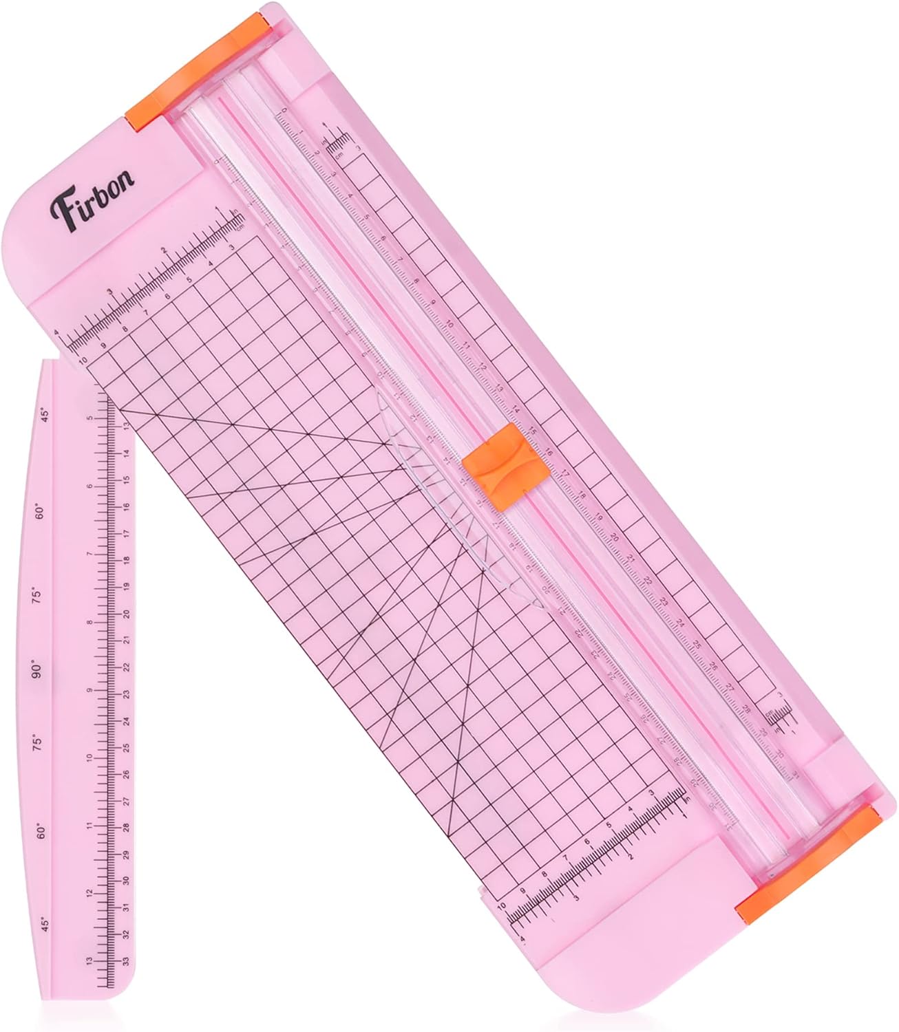 Firbon A4 Paper Cutter, 12 Inch Paper Trimmer with Extened Ruler, Pink | 12 Sheet Capacity | CM & Inch Scale | Spring-Loaded Safe Blade | Cuts Cardstock, Vinyl, Coupons, Labels & Scrapbooking Crafts