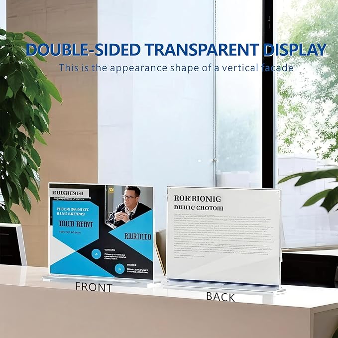 Acrylic Sign Holder 7x5, 6 Pack Clear Double Sided Table Sign Holder Horizontal - Image 5