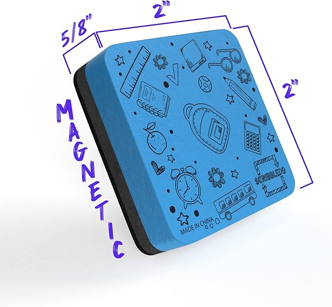 12 Pack Dry Erase Erasers Assorted Colors Magnetic Whiteboard Erasers - Image 3