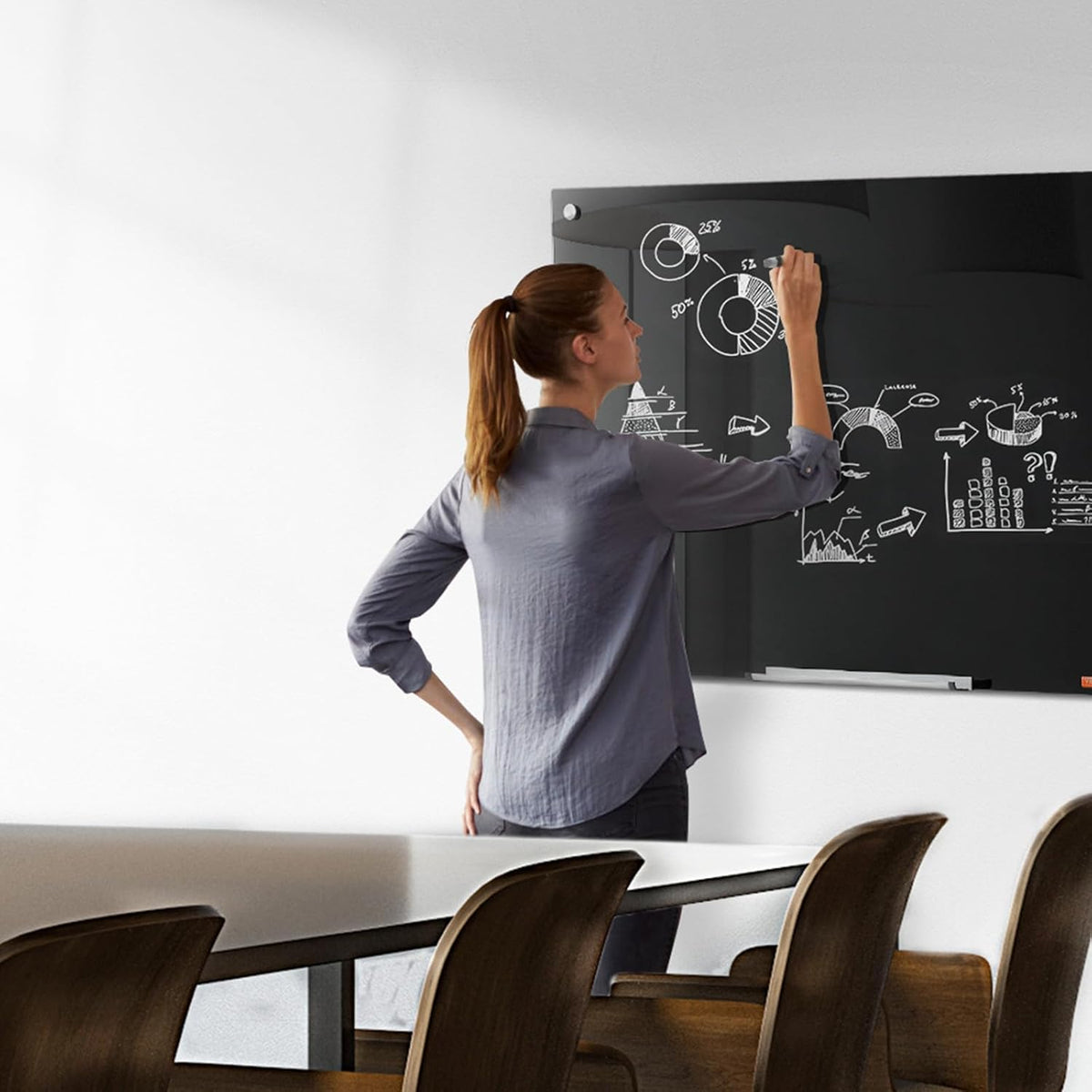 VEVOR Magnetic Glass Whiteboard, Dry Erase Board 36"x24", Wall-Moun...