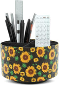 Hennaja Round Leather Art Supply Organizer, Remote Control Holder, 360 Degree by Hennaja