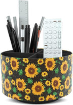 Hennaja Round Leather Art Supply Organizer, Remote Control Holder, 360 Degree by Hennaja