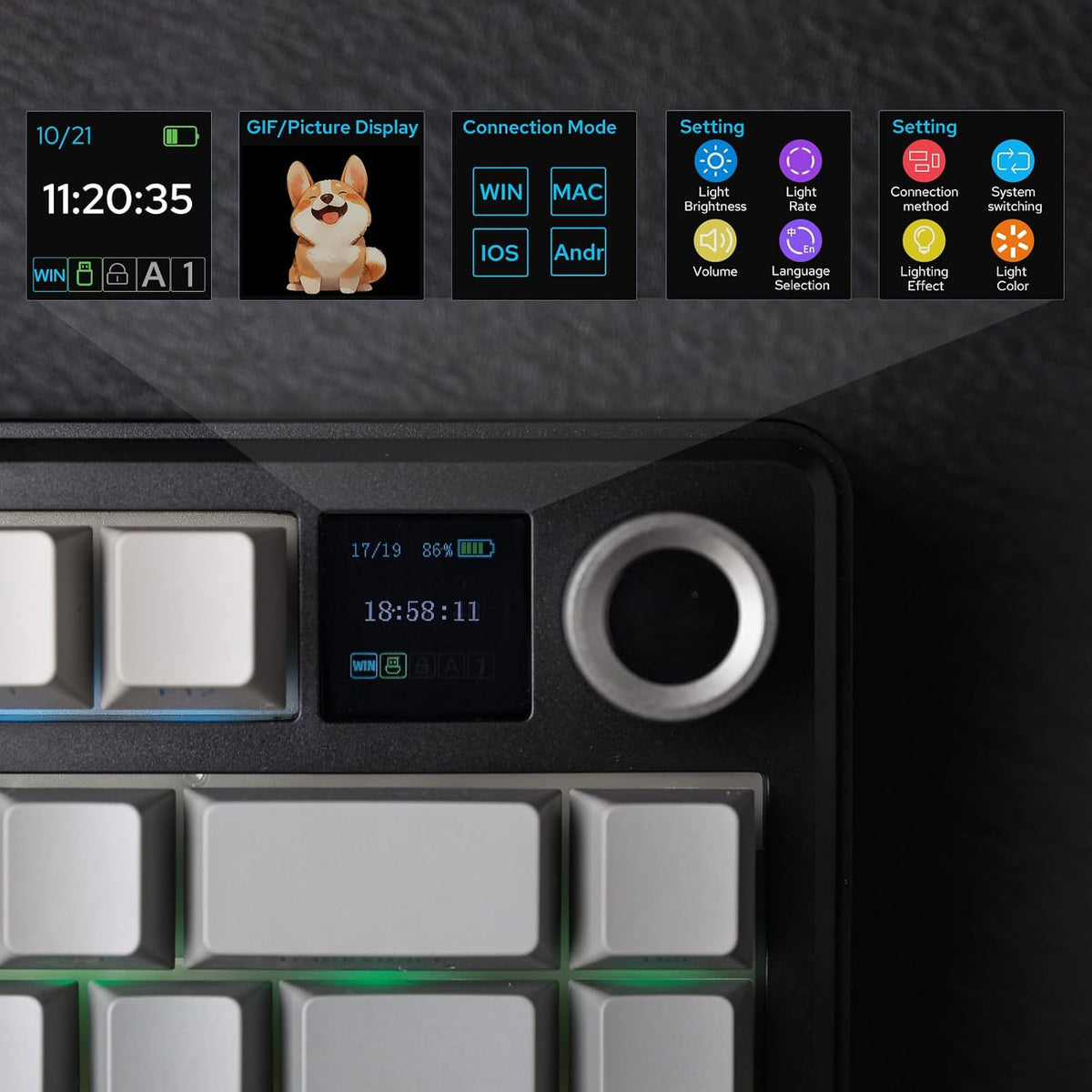 EPOMAKER X Aula F75 MAX Wireless Mechanical Keyboard with TFT Screen and Knob...