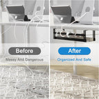 PAVSTINE Under Desk Cable Management Tray, 17 in Metal Cable Tray Basket - Image 8