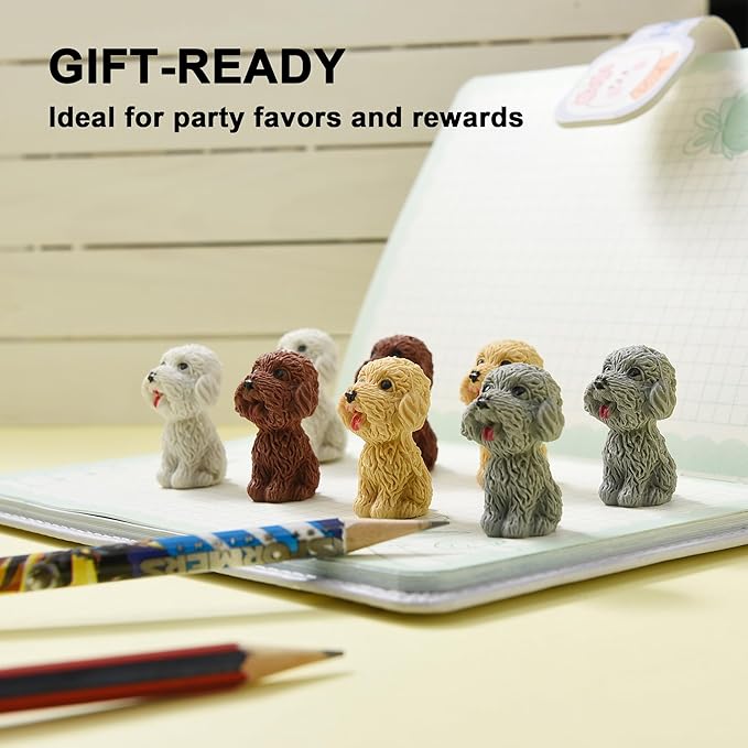24Pcs Pencil Top Erasers for Kids, Dog Pencil Erasers Toppers Bulk, Cute Cap - Image 7