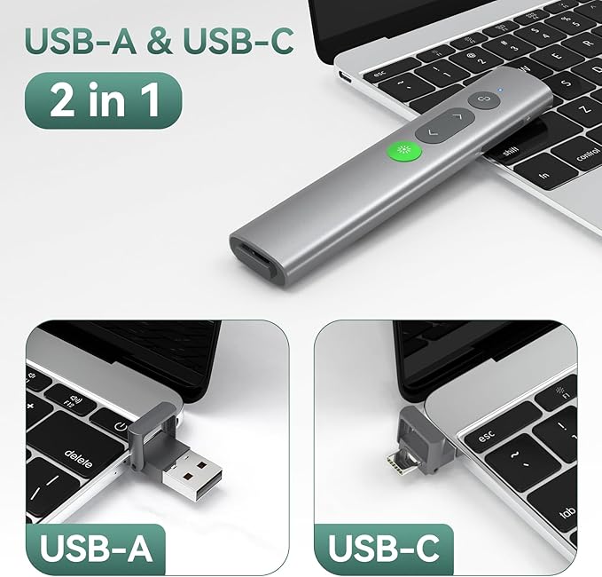 Wireless Presentation Clicker PowerPoint Remote: USB C A Presenter PPT Power - Image 3