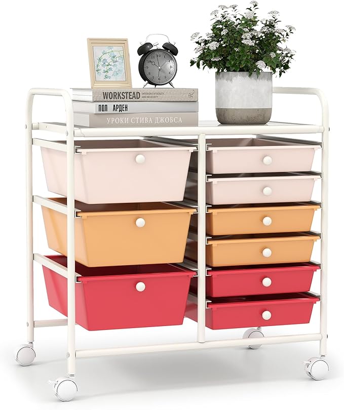 LDAILY 9 Drawer Rolling Storage Cart, Rolling Cart by LDAILY