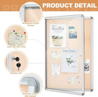 geetery 26 x 20 inch beige enclosed bulletin, side view