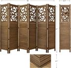 Room Divider Wood Carved Wall Divider Indoor Folding Portable Partition Screen - Image 4
