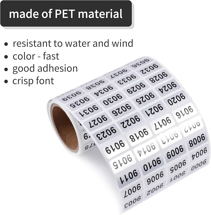 9001-10000 Consecutive Number Inventory Stickers Self Adhesive Waterproof - Image 4