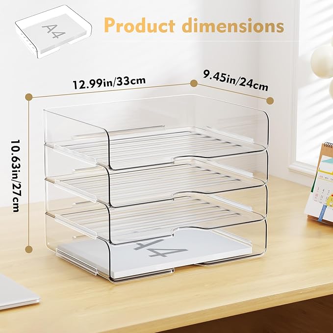 YKLSLH 4 Trays Paper Organizer Letter Tray - Image 5