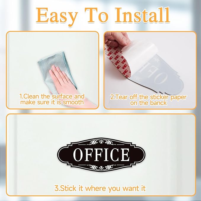 The Office Door Sign for Home and Business，Self-Adhesive Waterproof and - Image 3