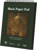 Fuxi Black Paper Sketchbook 9x12, 60 Sheets（90lb/150gsm） Hardcover Spiral Bound by SketchBook