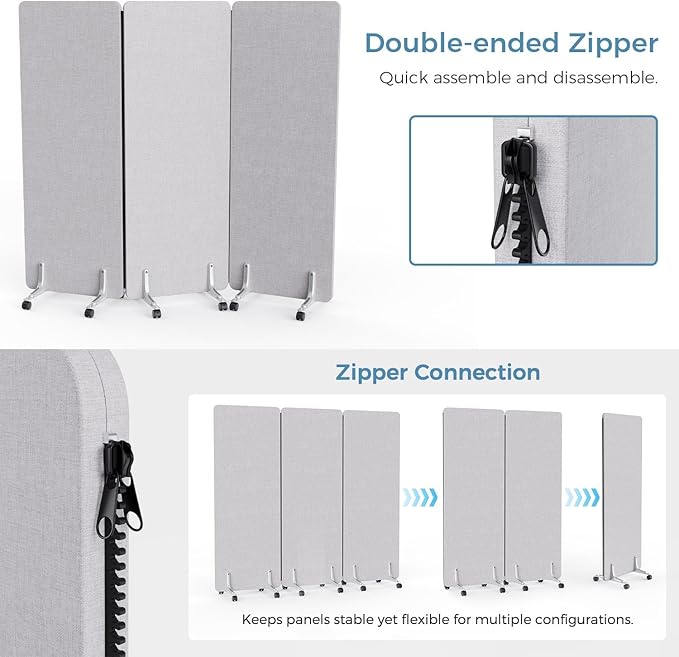 MORDEER 70.8" W x 63" H Freestanding Partition Room Dividers, Acoustic Panels - Image 7