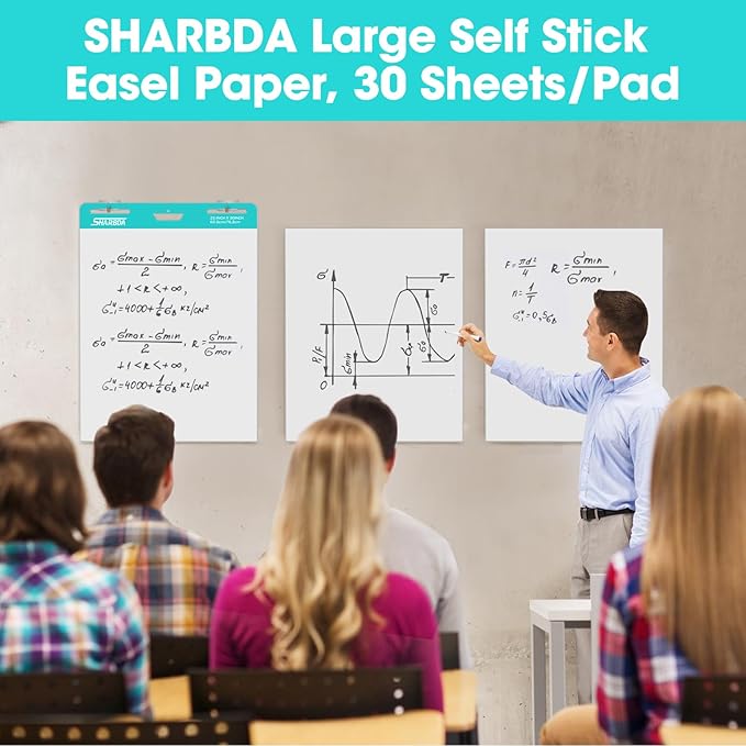 SHARBDA Sticky Easel Pad, 25 in x 30 in, Flip Chart, Chart Paper - Image 2