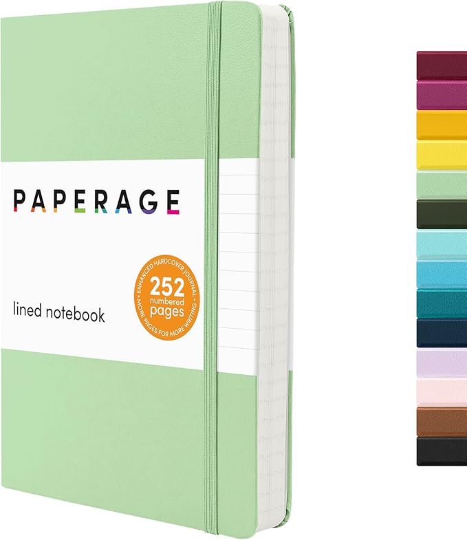 PAPERAGE Lined Journal Notebook, 252 Pages, Medium 5.6 in x 8 in by PAPERAGE