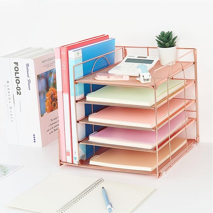 LEKETREE Desk Organizers and Accessories, 5-Tier Paper Letter Tray Organizer - Image 7
