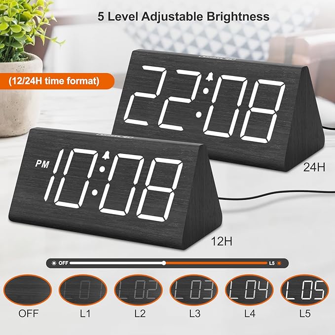 DreamSky Wooden Digital Alarm Clocks - Image 4