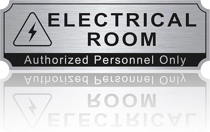Electrical Room Sign for Business Door，Self-Adhesive Durable Brushed Silver by LUHIMO