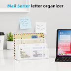 Marbrasse Mail Organizer for Desk, 3-Slot Mesh Metal Mail Holder countertop - Image 2