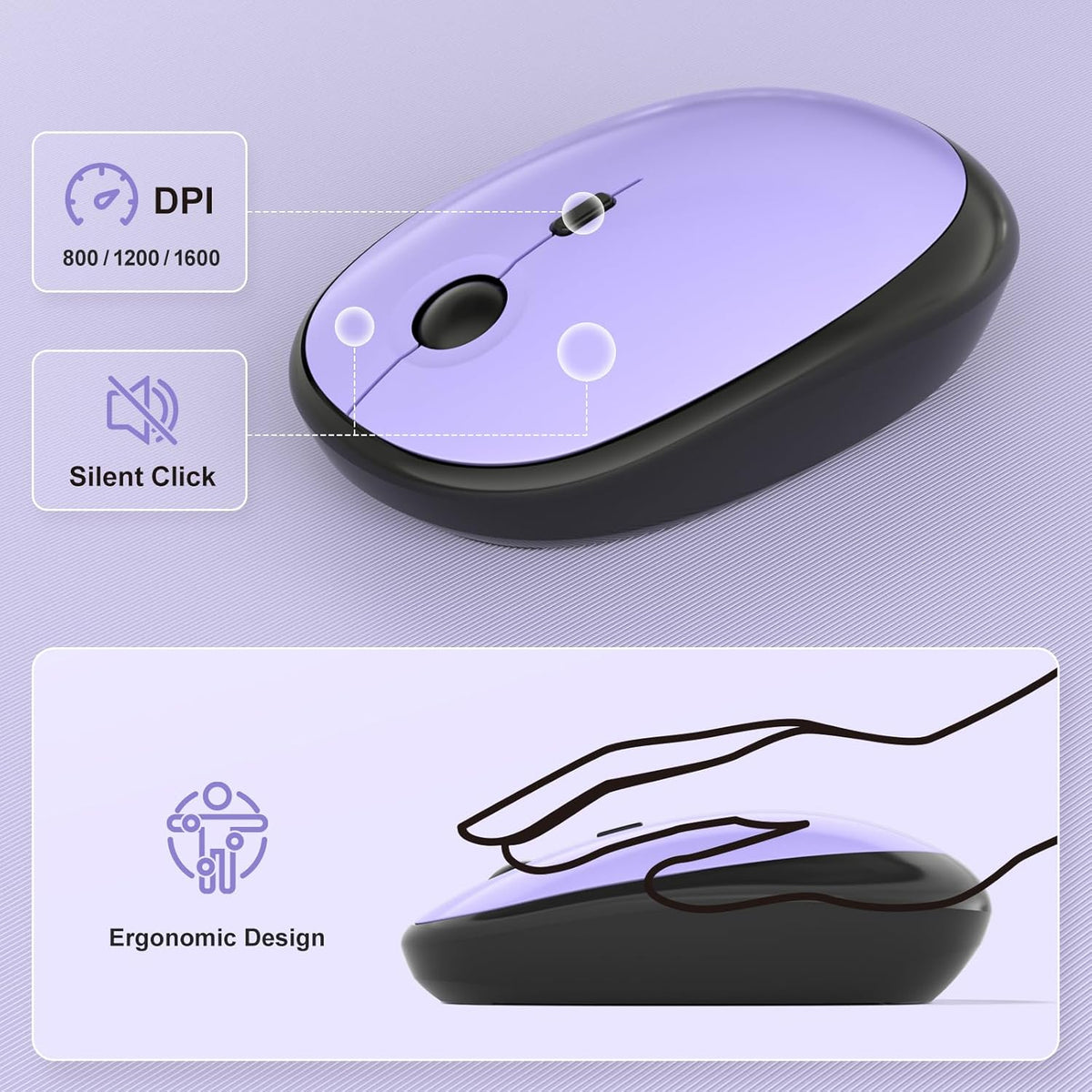 Wireless Keyboard Mouse Combo - Lovely Blackpurple-Gradient Rainbow Full-Size...