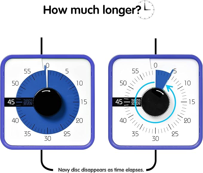 TWENTY5 SEVEN Countdown Timer 7.5 inch; 60 Minute 1 Hour Visual Timer – - Image 5