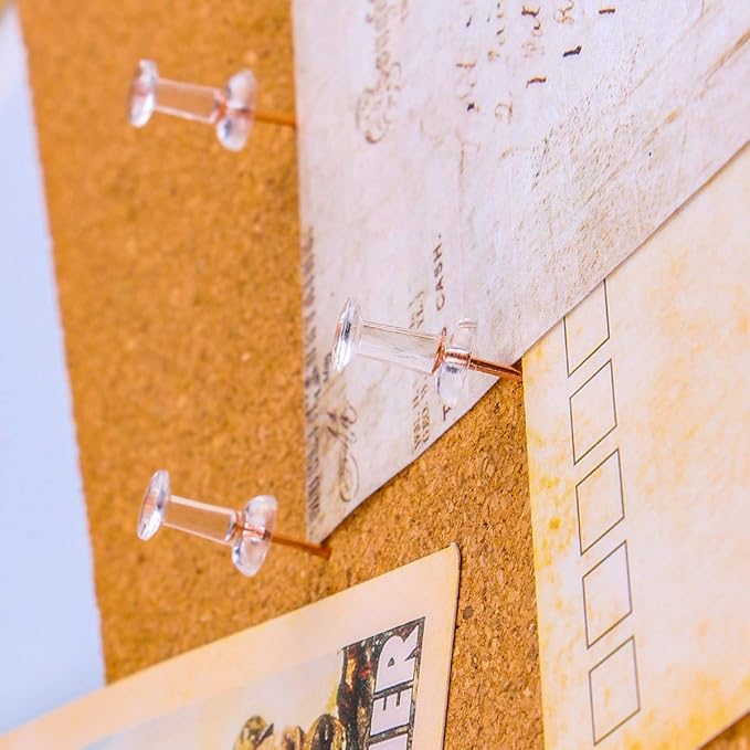 Yalis Push Pins 600 Count, Standard Rose Gold Pins Clear Thumb Tacks Steel - Image 5