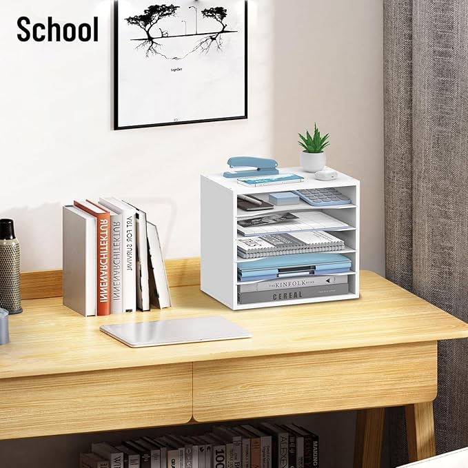 SHARKWOODS 5-Tier Wood Desk Organizer, Paper Tray Organizer - Image 7