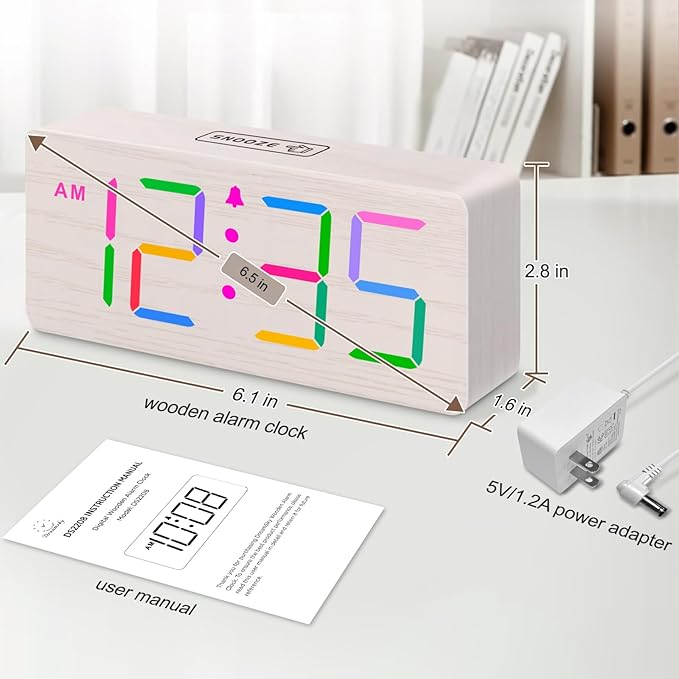 DreamSky Wooden Digital Clock for Bedroom Desk - Image 7