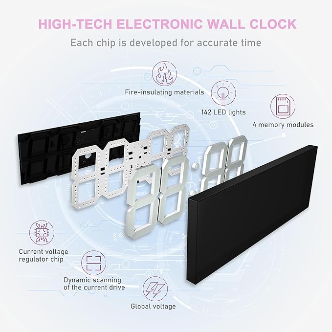 LED Large Digital Wall Clock, Oversize Wall Clock - Image 7