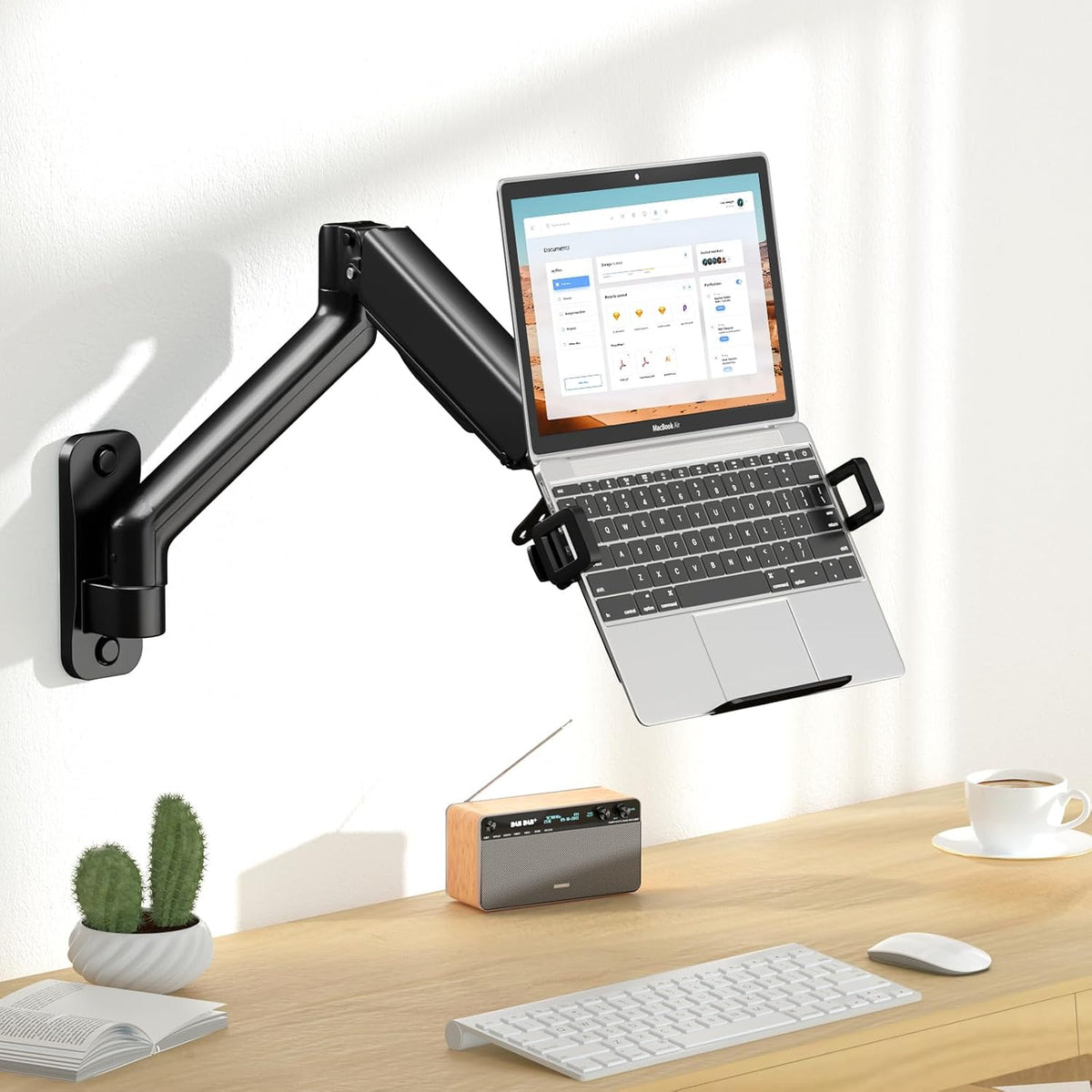 2-in-1 Laptop Wall Mount with Detachable Tray for 12-17" Laptops & M...