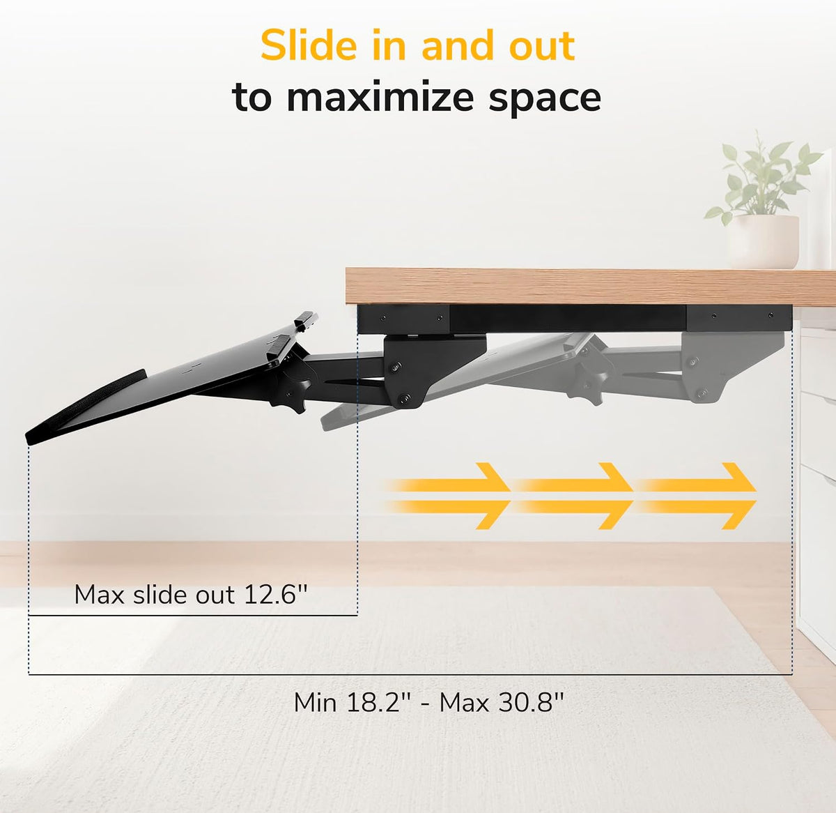Mount-It! Under Desk Keyboard Tray with Wrist Rest, Tilt and Swivel, Black