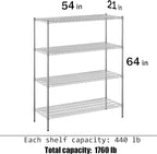 Regal Altair 21" Deep x 54" Wide x 64" Height Wire Shelving Kit | 4-Tier | NSF - Image 3