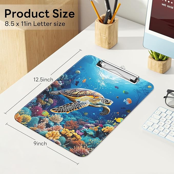 Luminzo Plastic Cute Clipboard Low-Profile Metal Clip, A4 Letter Size 9 x 12.5 - Image 2