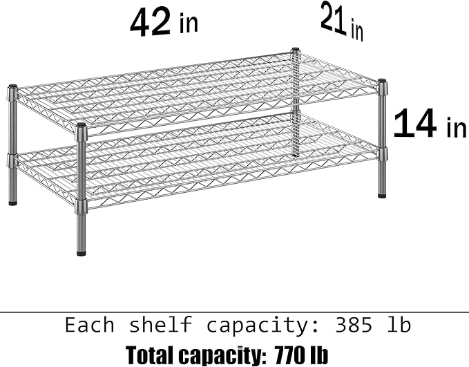 Regal Altair 21" Deep x 42" Wide x 14" Height Wire Shelving Kit | 2-Tier | NSF - Image 3