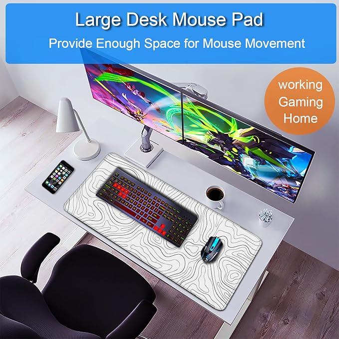 Extended Mouse Pad, 31.5x15.7 inch Large Gaming Computer Keyboard Mouse Mat - Image 6