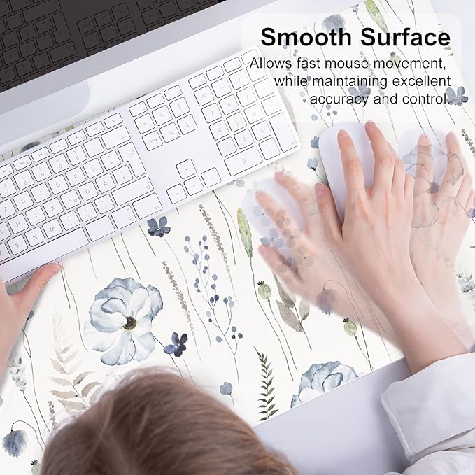QIYI Large Mouse Pad for Desk, Floral Desk Mat for Desktop, Women Girls Office - Image 5