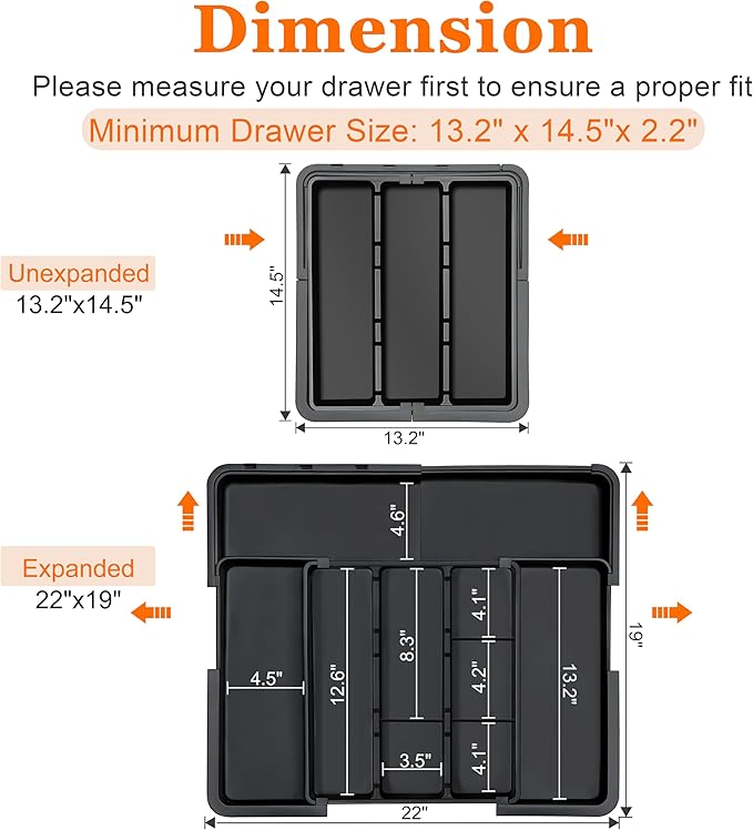 Spaclear Large Utensil Drawer Organizer Expandable Silverware Organizer - Image 2