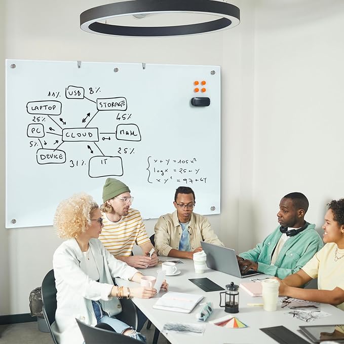 Large Glass Dry Erase Board, 72 x 48 Inches Magnetic Glass Whiteboard - Image 7