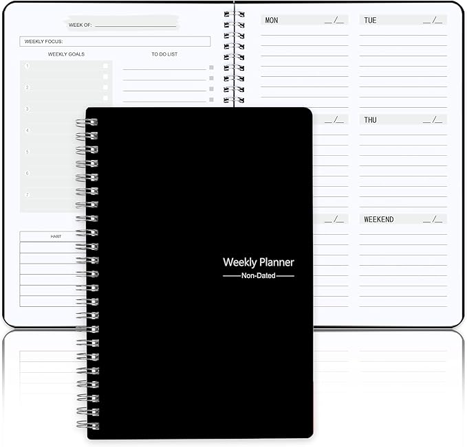 Undated Weekly Planner, Weekly Goals Notebook, A5 To Do List Planner, Habit by KAICNPAPER