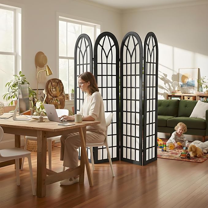 Asnefeli Room Divider 4 Panel, Japanese Shoji Privacy Screen - Image 2
