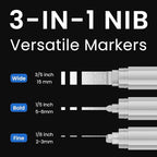 BIGTHUMB 3 Pcs Silver Jumbo Permanent Markers: 15mm Wide Tip Thick Acrylic - Image 2